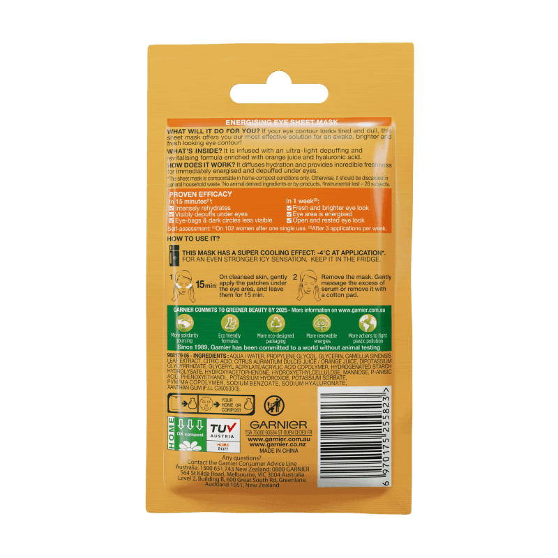 Garnier Hydra Bomb Hyaluronic Acid + Orange Extract Eye Sheet Mask